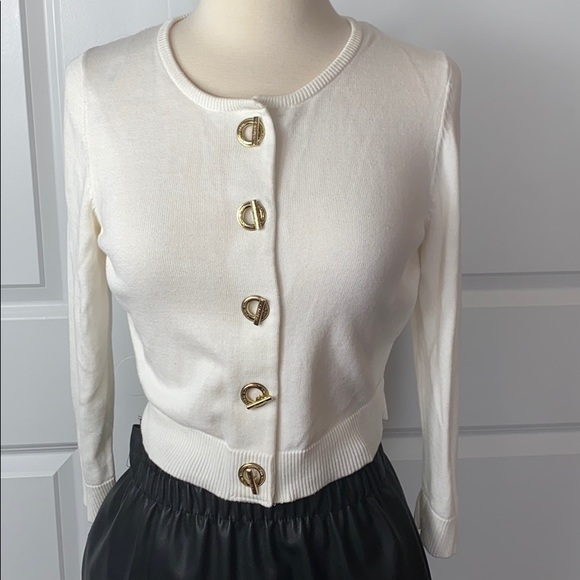 Calvin Klein Three Quarter Sleeve Button Shrug - Picture 2 of 15